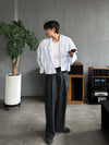比例變超好! 雙口袋間條CROP短版SHIRT[兩色]