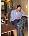 ROTATE直間條短版長袖SHIRT[兩色]