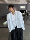 比例變超好! 雙口袋間條CROP短版SHIRT[兩色]