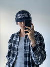 短版! 比例更佳! 藍白格磨毛CROP長袖SHIRT[一色]