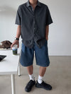 細條紋牛津布短袖SHIRT[四色]