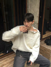 輕奢感覺! 毛絮肩膀開紐羊毛KNIT[三色]