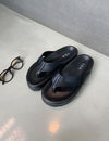 [+5cm!] 高級純黑厚底皮革SLIPPERS[一色]