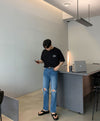 [+5cm!] 高級純黑厚底皮革SLIPPERS[一色]