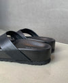 [+5cm!] 高級純黑厚底皮革SLIPPERS[一色]