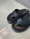 [+5cm!] 高級純黑厚底皮革SLIPPERS[一色]