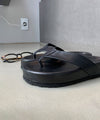 [+5cm!] 高級純黑厚底皮革SLIPPERS[一色]