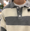 粗間條針織撞色POLO TOP[五色]