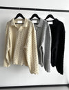 織紋鏤空小V翻領針織KNIT[三色]
