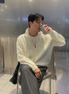 CLEANFIT推薦! 自然領口純色針織ZIP-UP[四色]