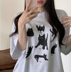 BLACK CAT印花棉質OVERSIZE短袖TEE[兩色]