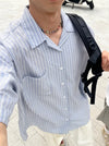 清新款! 韓系細節拼色短袖SHIRT[三色]