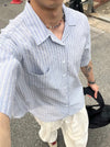 清新款! 韓系細節拼色短袖SHIRT[三色]