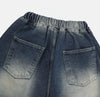 DOUBLE KNEES設計7分牛仔褲[一色]