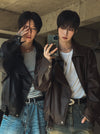 (設計師高品質款) KNIGHT層次感LEATHER JACKET[兩色]