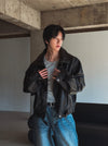 (設計師高品質款) KNIGHT層次感LEATHER JACKET[兩色]