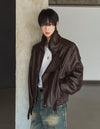 (設計師高品質款) KNIGHT層次感LEATHER JACKET[兩色]