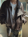 (設計師高品質款) KNIGHT層次感LEATHER JACKET[兩色]