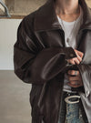 (設計師高品質款) KNIGHT層次感LEATHER JACKET[兩色]