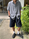 細條紋牛津布短袖SHIRT[四色]