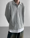 織紋鏤空小V翻領針織KNIT[三色]