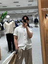 COOL FEEL❄️間距麻花翻領短袖CARDIGAN[六色]