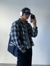 短版! 比例更佳! 藍白格磨毛CROP長袖SHIRT[一色]