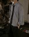 ROTATE直間條短版長袖SHIRT[兩色]