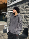 [STREET STYLE!] 直向浮紋連帽針織HOODIE[三色]