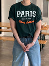 PARIS浮紋棉質短袖TEE[五色]