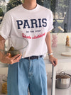 PARIS浮紋棉質短袖TEE[五色]