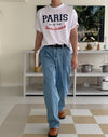 PARIS浮紋棉質短袖TEE[五色]