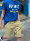 PARIS浮紋棉質短袖TEE[五色]