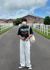 PARIS浮紋棉質短袖TEE[五色]
