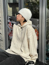 [STREET STYLE!] 直向浮紋連帽針織HOODIE[三色]